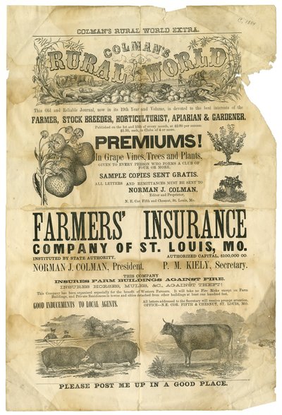 Mundo rural de Colman na metade superior da folha e Ins de agricultores. Co. de St. Louis na metade inferior. de Colman World